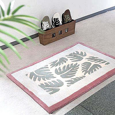 ハワイアン ラグ(段通織り) ラウアエファーン(ピーチ)60cm×90cm