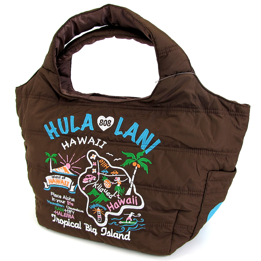 フララニ(Hula Lani)トートバッグ(Mサイズ) オール刺繍アイランド ブラウン
